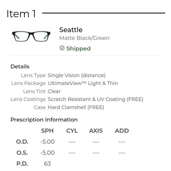 Seattle Unisex Eye Glasses RX -5.0 Lenses Matte Green Frame with Shell Case NEW - Picture 4 of 12